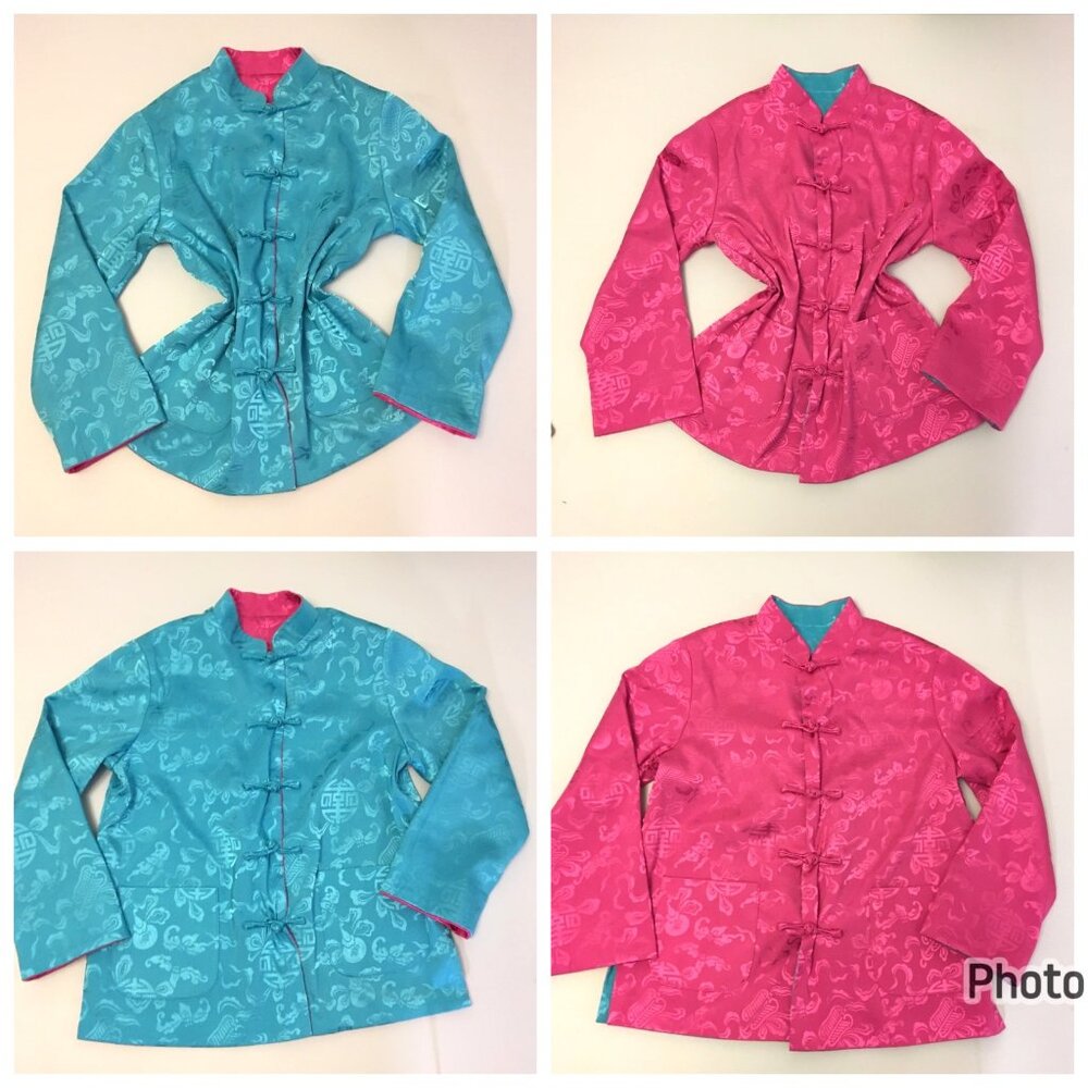 Reversible Mandarin Collar Jacket Frog Closure As… - image 2